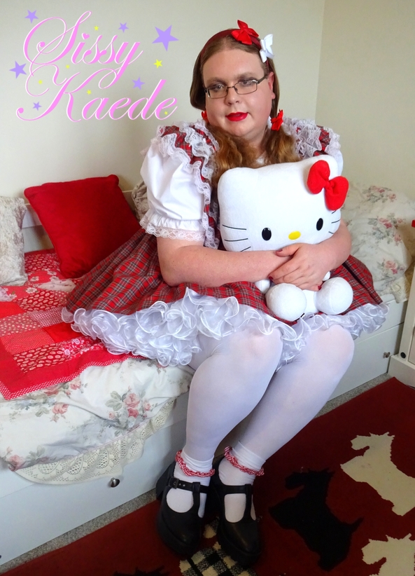 Red Schoolie Dress for Sissy - By request this lovly red school girls dress, still the biggest baby in class hehe, sissy,sissy dress,frilly,prissy,abdl,diaper,school girl, Sissy Fashion,Adult Babies,Diaper Lovers,Dolled Up