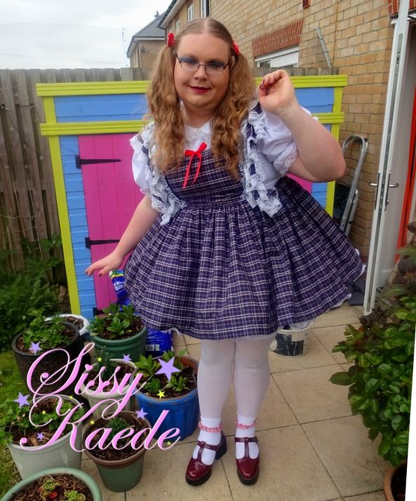 Prissy Sissy Schoolgirl - Blue BBT dress requested to be worn, sissy,sissy dress,frilly,prissy,nappy,abdl,school girl,petticaot, Sissy Fashion,Diaper Lovers,Dolled Up