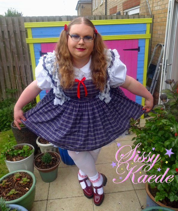 Prissy Sissy Schoolgirl - Blue BBT dress requested to be worn, sissy,sissy dress,frilly,prissy,nappy,abdl,school girl,petticaot, Sissy Fashion,Diaper Lovers,Dolled Up