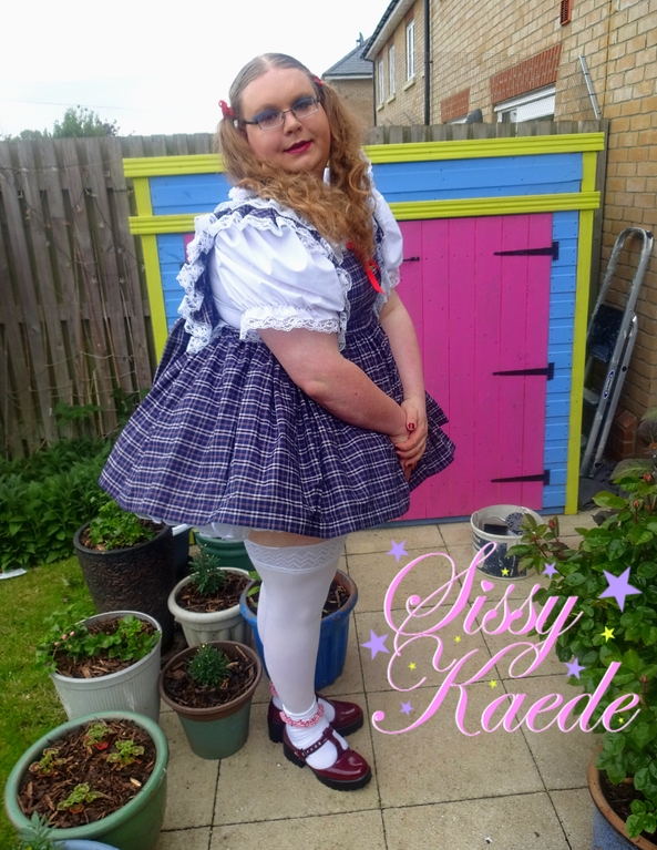 Prissy Sissy Schoolgirl - Blue BBT dress requested to be worn, sissy,sissy dress,frilly,prissy,nappy,abdl,school girl,petticaot, Sissy Fashion,Diaper Lovers,Dolled Up