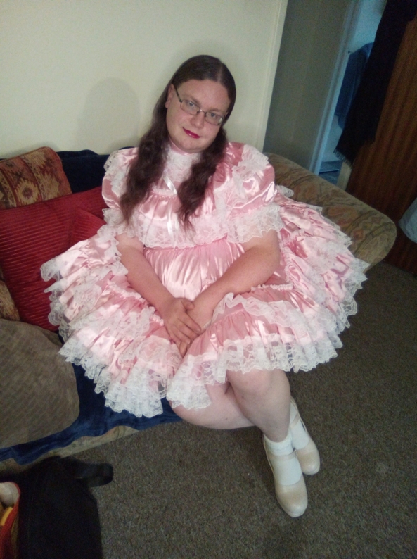 Satin Day - Just relaxing in a nice satin sissy dress, Sissy,Sissy Dress, Sissy Fashion,Dolled Up