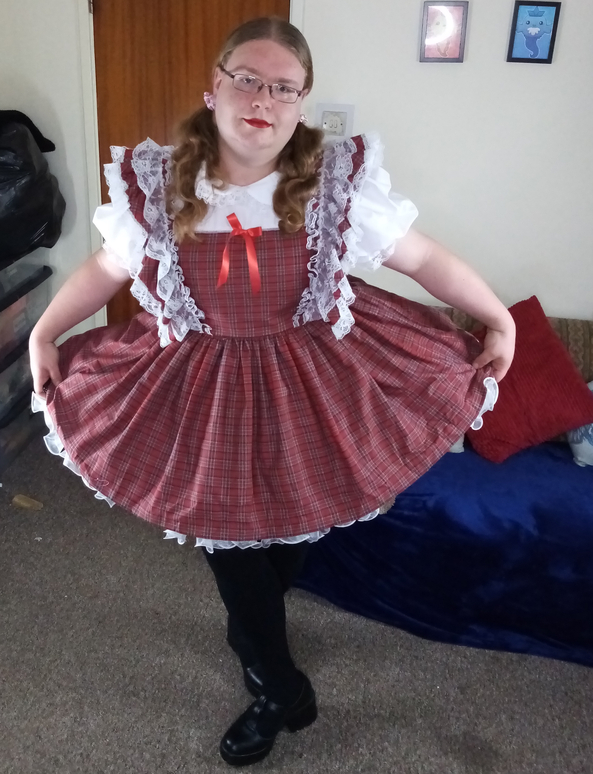 Red Sissy School Girl Dress - Ready to attend my sissy classes, sissy,sissy dress,sissy girl,prissy sissy,sissy school girl, Sissy Fashion,Dolled Up
