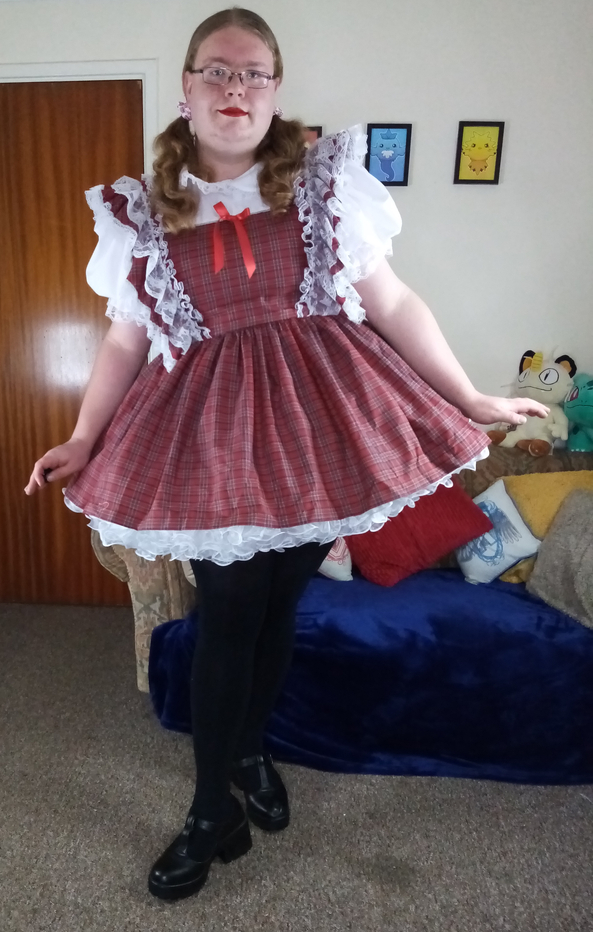 Red Sissy School Girl Dress - Ready to attend my sissy classes, sissy,sissy dress,sissy girl,prissy sissy,sissy school girl, Sissy Fashion,Dolled Up