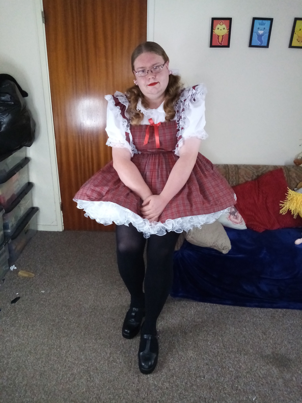 Red Sissy School Girl Dress - Ready to attend my sissy classes, sissy,sissy dress,sissy girl,prissy sissy,sissy school girl, Sissy Fashion,Dolled Up