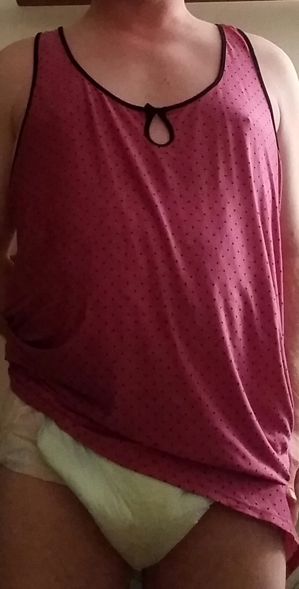 My first sissy nighty - My new pink nighty with a diaper, Pink nighty,diaper,first sissy nighty, Adult Babies,Diaper Lovers,Sissy Fashion