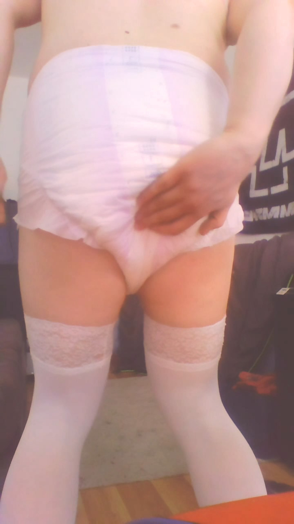 Little Sissy had a messy accident, diaper,messy,thigh highs,, Adult Babies,Diaper Lovers,Feminization