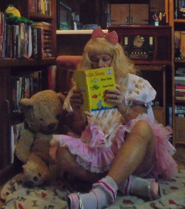 I forgetted to post these pitures .... - this little girl is sorry that it forget to post these pitures. sitting on my bed, i drink a bottle of formula, and enjoy making a wetty. i am only allowed to read childrens books. as i have trouble reading now, next sitting outside in my stroller, sissy,humiliation,permanent age regression,diapers,adult little girl, Adult Babies,Feminization,Diaper Lovers,Sissy Fashion