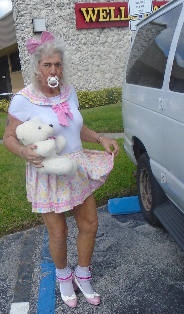 sissy little girl pansy in public - Daddy/Master went to the Bank yesterday, and DEMANDED this sissy go in, so that everyone could see my outfit, my pacifier, and stuffy. A bank Lady who knows Master, and know that i am a sissy little girl, told me that i looked 