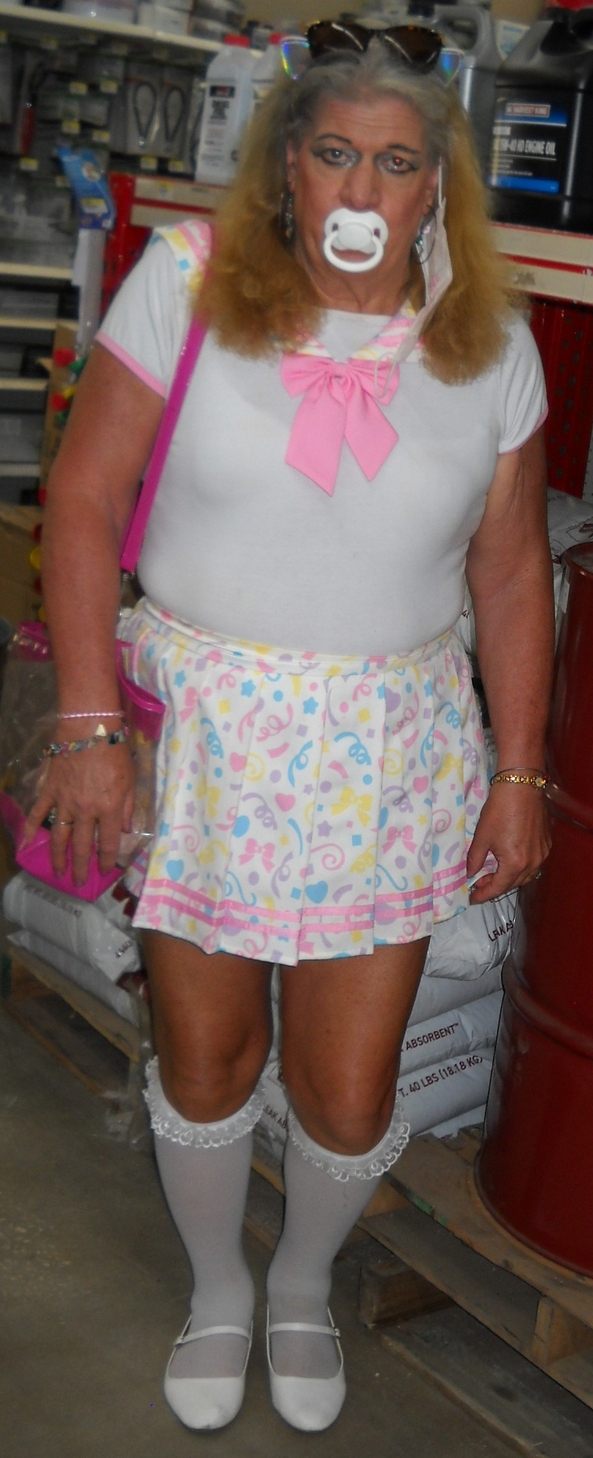 sissy little girl pansy out in public - today i went with Daddy/Master AL to HIS Dr. Appt., and then to a Hardware store.. At the store this sissy little girl saw and heard 3 Grown-up Girls pointing and laughing at how i was dressed, i did hear them call me a 