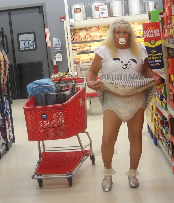 sissy little girl pansy out food shopping... - some members habe requested to see pictures of this little girl out in public, well here, pansy is out with her Daddy/Master...and in picture #5, the sissy is actually wetting her diaper un public..good thing for plastic diaper pants, sissy,humiliation,permanent age regression,diapers,adult little girl, Adult Babies,Diaper Lovers