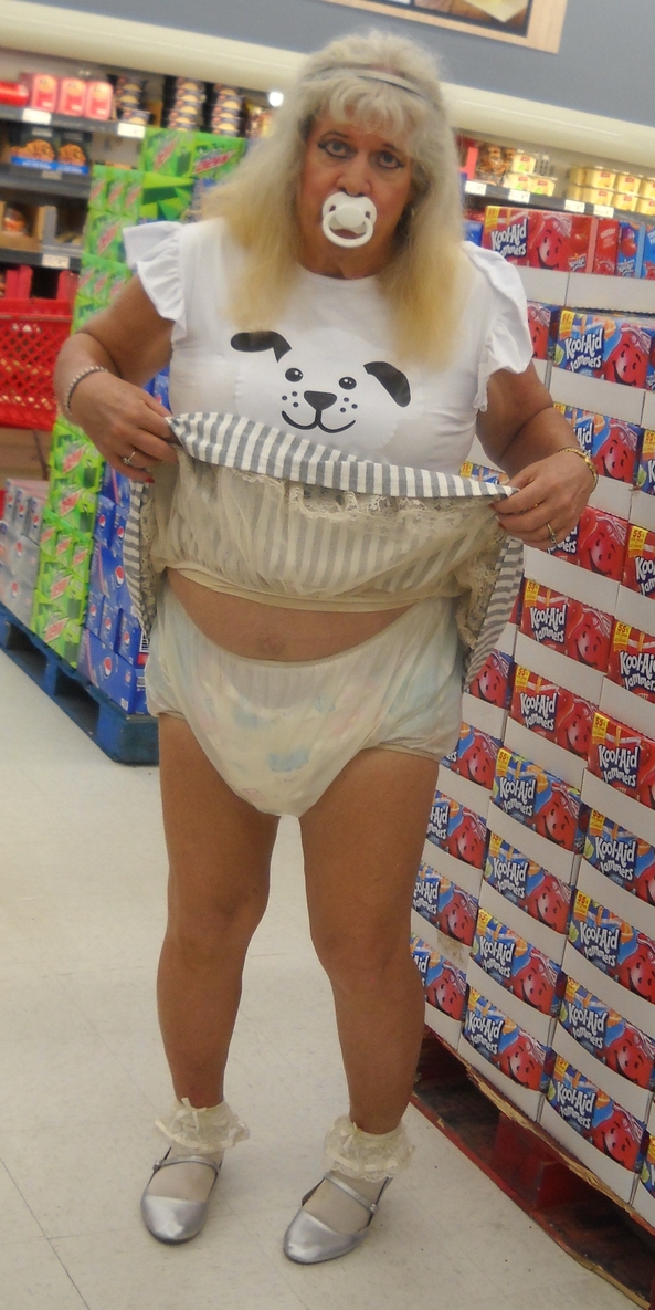 sissy little girl pansy out food shopping... - some members habe requested to see pictures of this little girl out in public, well here, pansy is out with her Daddy/Master...and in picture #5, the sissy is actually wetting her diaper un public..good thing for plastic diaper pants, sissy,humiliation,permanent age regression,diapers,adult little girl, Adult Babies,Diaper Lovers