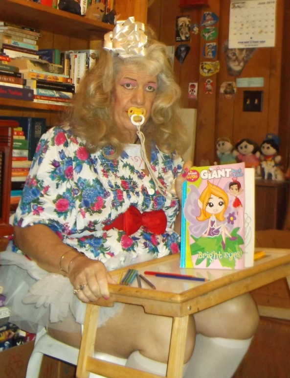 A typical day for sissybaby pansy - sissybaby pansy reads its storybook and does some colouring. The sissybaby no longer performs anything remotely 'adult' (except, some cleaning at times), the sissy is only permitted to do things that an actual 3 year old would do, sissy,humiliation,adult baby,age regression, Adult Babies