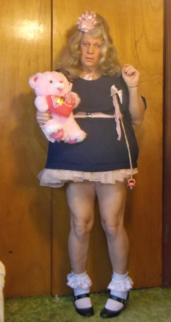 Another new dress for the sissy - just a few new pictures of another little girl style dress the sissy recieved for Christmas, sissy,diapers,adult baby,age regression, Adult Babies,Diaper Lovers