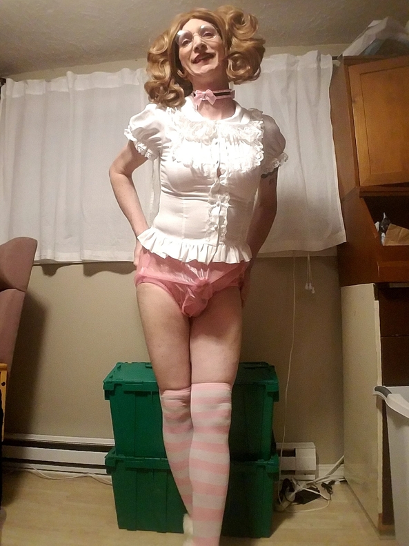 Excited to wear plastic panties. - Showing how excited I get wearing plastic panties., panties,plastic,pvc,penis, Sissy Fashion,Masterbation