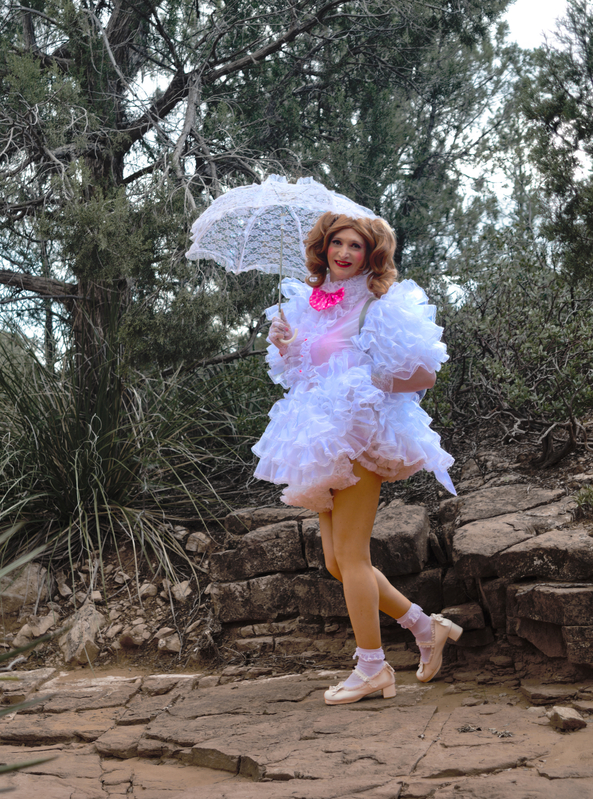 Bunny's 2023 Photoshoot - Pretty Sissy in the Woods, Frilly,Lace, Dolled Up,Sissy Fashion,Fairytale
