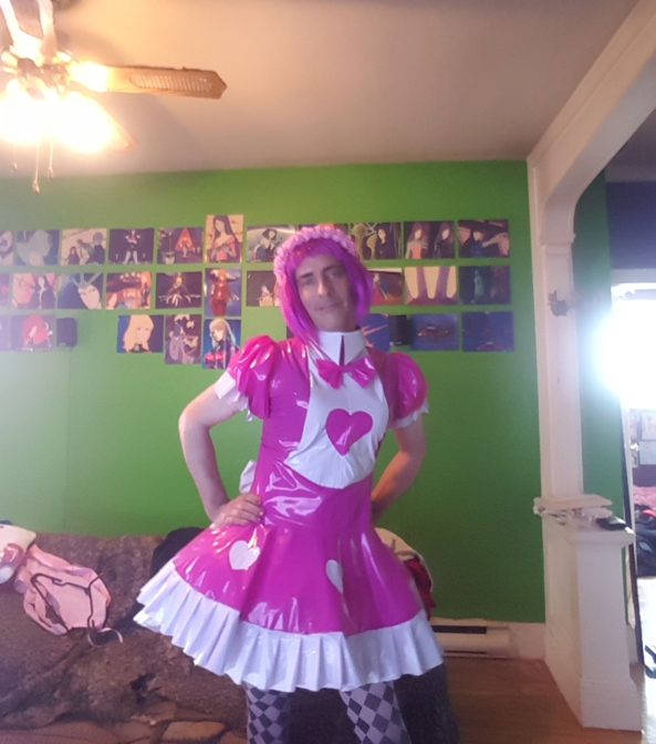 My fairytail dress - it's so cool the tings you can do with PVC pool stuff! cost me 4$ and 20hrs of work, sissy dress pvc dress manga, Sissy Fashion,Fairytale,Feminization