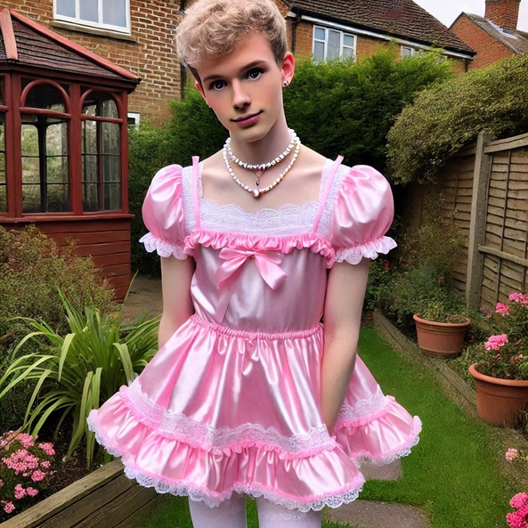 Sissy Baby In The Garden - A boy in a baby girl style dress, siffication,babyfication, Adult Babies,Feminization,Sissy Fashion,Dolled Up