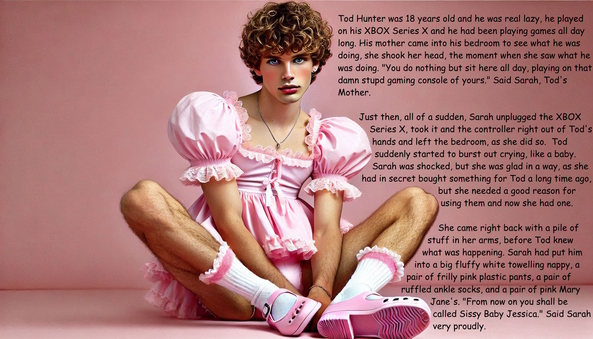 Sissy Baby Jessica (Caption) - 18 year old baby has his XBOX series X taken away and acts like a baby, sissy baby caption, Adult Babies,Sissy Fashion,Bad Boy To Good Girl