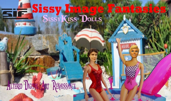 Sissy Beach Dolls. Ken & Kev (Sissykiss Dolls) - Doll Making Service Exlussively For SissyKiss.,  Digital Alteration Images,Doll,Sissification,Ken, Sissy Fashion,Body Swap,Dolled Up,Technological Transformation