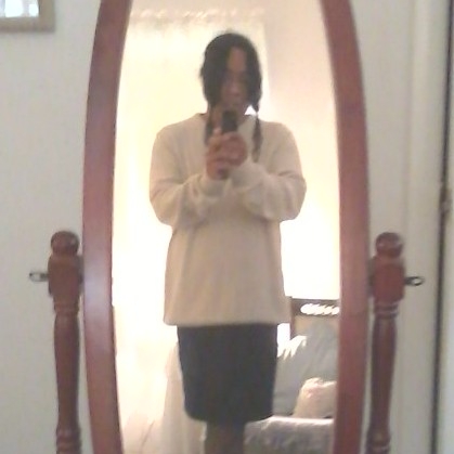 Dressing up for a date with Jane Seymour - Black pencil skirt and white sweater. Appropriate for the office or a date with Victoria Principal , Cheerleader,office intern, Feminization