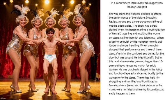 Jim's Comeuppance - Jim is forcibly diapered in public, femdom forced feminization  F+/m, Feminization,Dominating Mistress Or Master,Bad Boy To Good Girl,Diaper Lovers