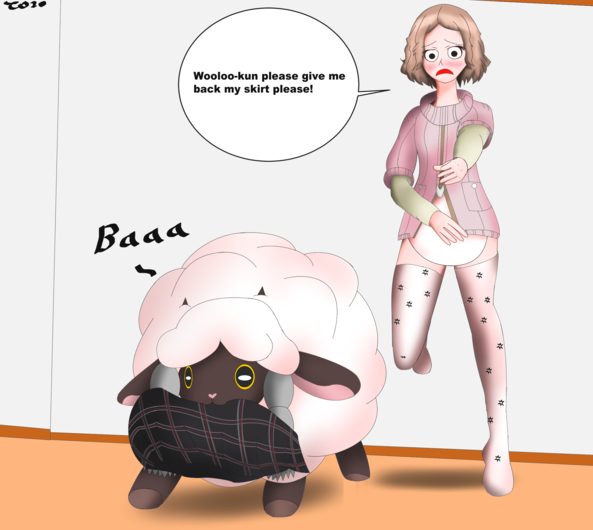 Wardrobe Malfunction  - Adult little girl chases wooloo to get skirt., diaper pokemon persona5 , Adult Babies