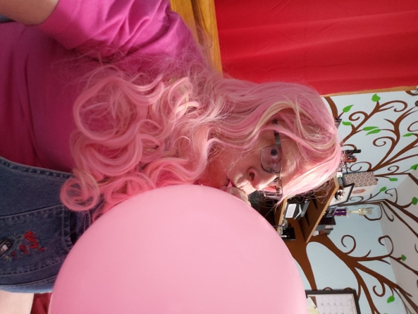 Pink Balloon Sissy - A big busty sissy needs a big pink balloon to help her feel cute! Don't you agree?, sissy,boobs,balloon,pink, Feminization,Sissy Fashion,Dolled Up