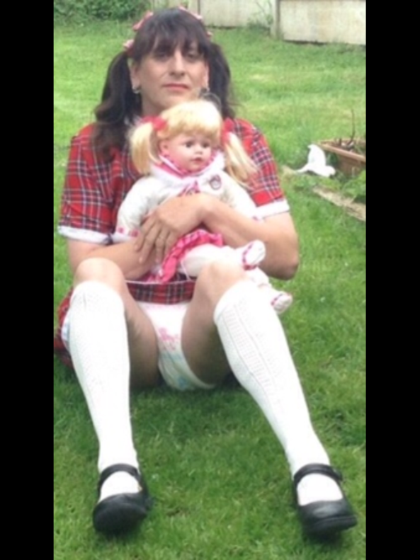Love my nappy/diapet - Wearing my girls dress with a nappy white knee socks and Mary Jane shoes, Sissy baby,nappy,diaper,Mary Jane shoes, Adult Babies,Feminization,Dominating Mistress Or Master,Diaper Lovers