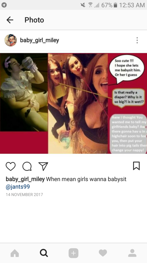 Captions of baby Miley, Sissy loser pathetic babysitter, Adult Babies,Diaper Lovers