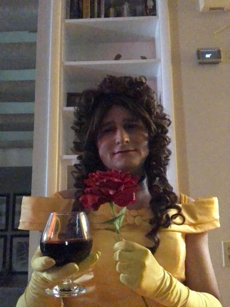 Care to wooo a Princess ;) - Sabrina having a glass of wine dressed in her Belle ballgown, doesn't she look beautiful?, Princess,Feminization, Fairytale,Dolled Up,Feminization