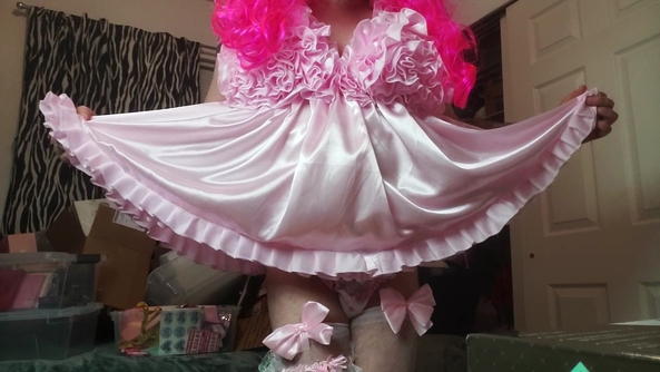 Sissy in satin and lace - I love the feel of my dresses!, sissy,tranny,shemale,crossdressing,big tits, Sissy Fashion,Increased Sexuality,Bisexual Orientation,Gay Orientation,Breast Implants,Dolled Up