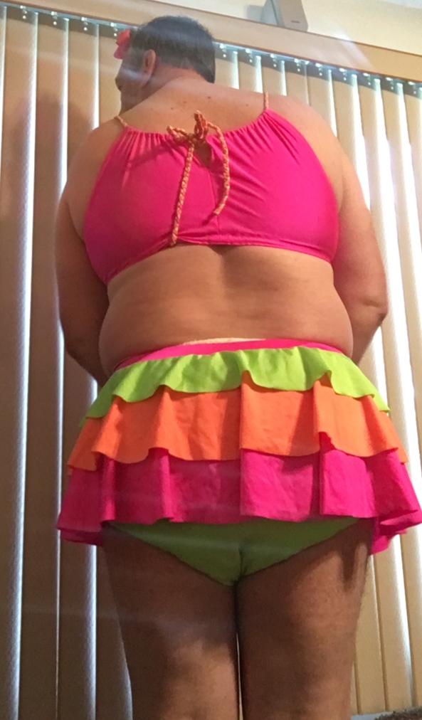 SISSY BABY SKIRTED BATHING SUIT - Me sporting one of my sissy bathing suits over my diapers and plastic panties., Sissy bathing suit, Adult Babies,Sissy Fashion,Diaper Lovers