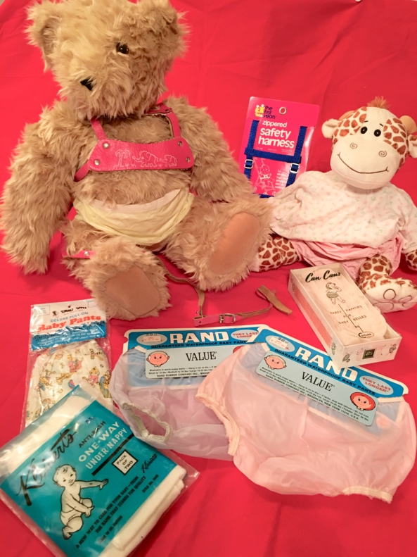 Vintage Baby Items - Some lovely vintage baby items, shown with the help of Theodore Franklyn Bear, and Giuseppe. , Baby pants,plastic pants,rubber pants, Adult Babies,Diaper Lovers