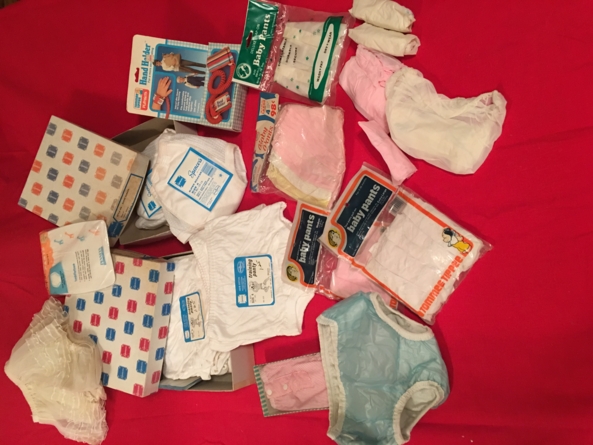 Vintage Baby Items - Some lovely vintage baby items, shown with the help of Theodore Franklyn Bear, and Giuseppe. , Baby pants,plastic pants,rubber pants, Adult Babies,Diaper Lovers