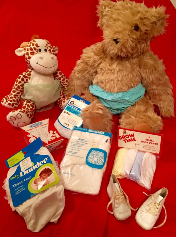 Vintage Baby Items - Some lovely vintage baby items, shown with the help of Theodore Franklyn Bear, and Giuseppe. , Baby pants,plastic pants,rubber pants, Adult Babies,Diaper Lovers