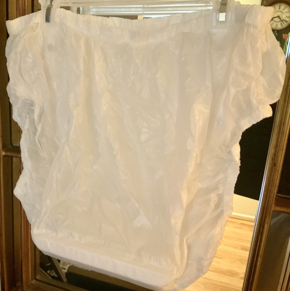 Plastic Spreader Panties - White plastic spreading punishment panties., Spreading Punishment Pants, Adult Babies,Diaper Lovers