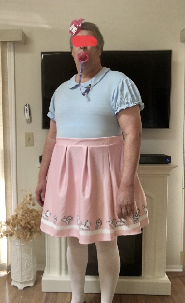 Pink Aristocats Skirt - Me in my new pink skirt., Pink skirt, Adult Babies,Sissy Fashion,Diaper Lovers