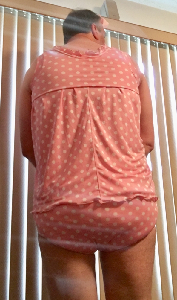 SISSY BATHING SUIT PINK - My pink poke a dot bathing suit, Sissy bathing suit, Adult Babies,Diaper Lovers,Sissy Fashion