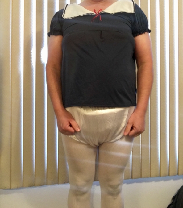 Click here to see the image in full size. SAILOR DRESS REBOOT - Short dress, diapers, tights, frilly panties , Sissy dress,diapers,frilly panties , Adult Babies,Diaper Lovers,Sissy Fashion