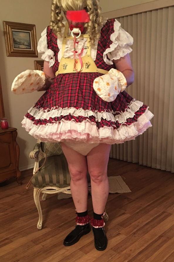 SHORT PLAID SISSY DRESS - Me in my short plaid dress, Petticoat’s, diapers, and frilly plastic panties., Short sissy dress, Adult Babies,Sissy Fashion,Diaper Lovers