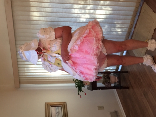 Sissy Show in Baby Reins - Another sissy baby dress, reins, diapers, plastic pants, sissy panties, shoes, socks , Sissy dress,plastic pants,frilly panties,baby reins,leash, Adult Babies,Sissy Fashion,Diaper Lovers