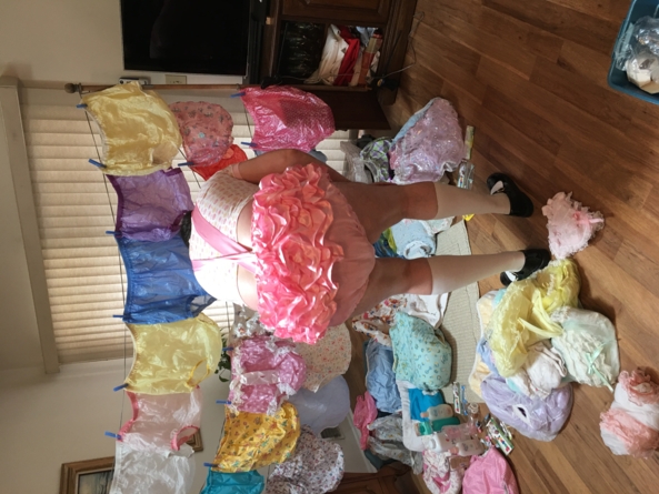 Frilly Rompers - Me with my plastic panties, in my frilly plastic lined rompers., Plastic panties,rompers, Adult Babies,Sissy Fashion,Diaper Lovers