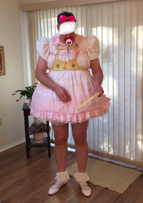 SISSY FOR A WALK - Harness is on, this means I do what mommy says., Sissy dress,baby harness, Adult Babies,Diaper Lovers,Sissy Fashion