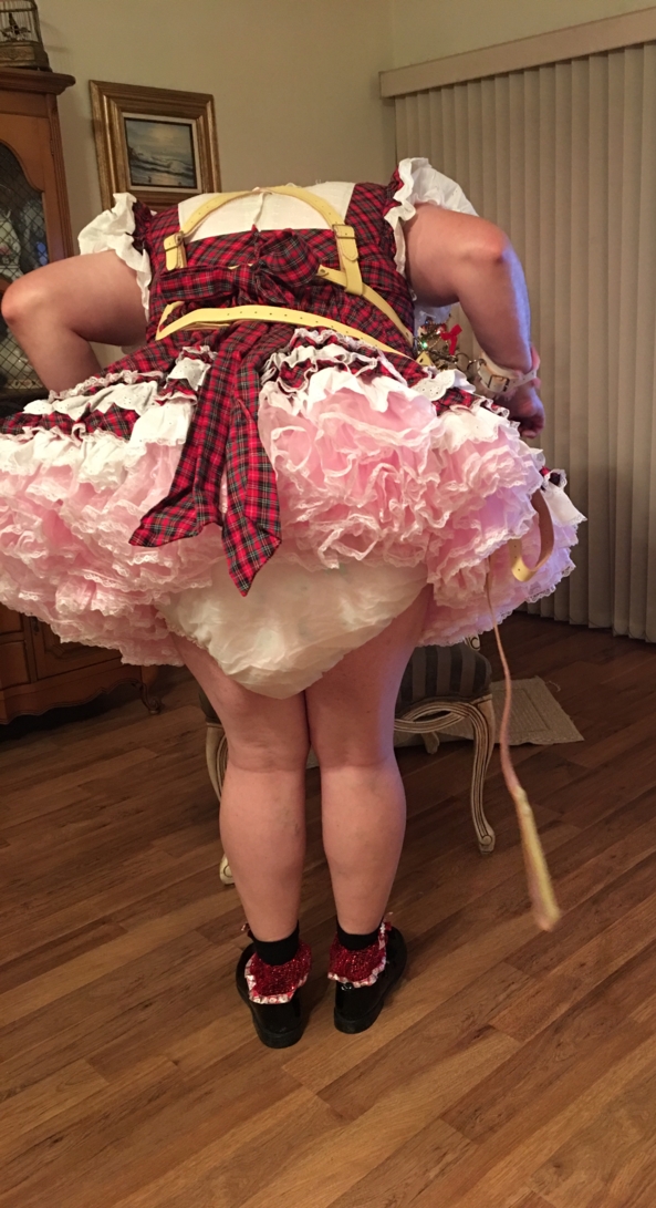 SHORT PLAID SISSY DRESS - Me in my short plaid dress, Petticoat’s, diapers, and frilly plastic panties., Short sissy dress, Adult Babies,Sissy Fashion,Diaper Lovers