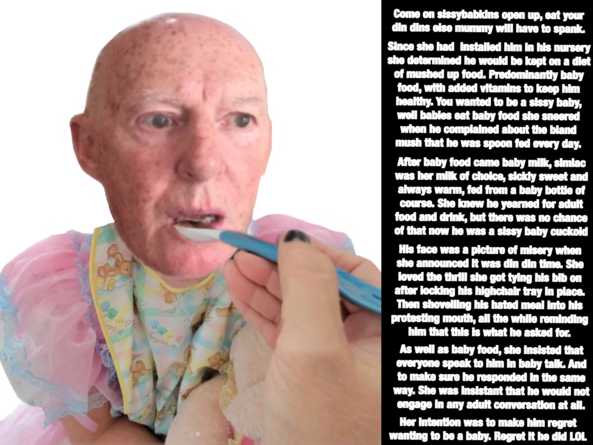 Din Dins Dave Warrender - Continuing story of a sissy baby cuckold, davewarrender,humiliation,Cuckold,sissybaby,Sissy, Adult Babies,Diaper Lovers,Feminization