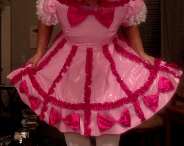 My new sissy baby dress is my new favorite !!! - Pink PVC sissy baby dress and diapers, PVC,Sissy,Sissybaby,diaper baby, Sissy Fashion,Dolled Up,Masterbation