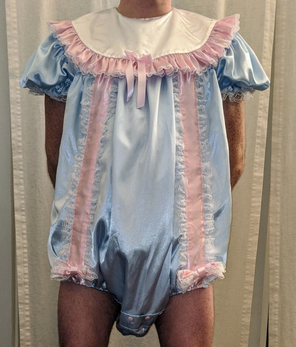 New outfit, and hopefully more soon, satin,romper, Adult Babies,Feminization,Sissy Fashion,Dolled Up