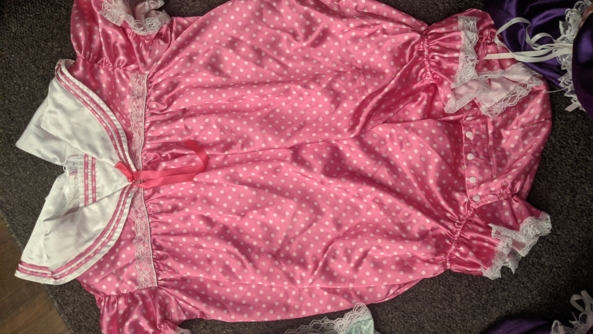 When mommy says no touching - Got caught by mommy.  Trip diaper, plastic panties and the full romper  mittens and booties.  Will have to behave for a while before she changes me.  Mommy wants you all to pick it out, Satin,Romper,Locked, Adult Babies,Sissy Fashion
