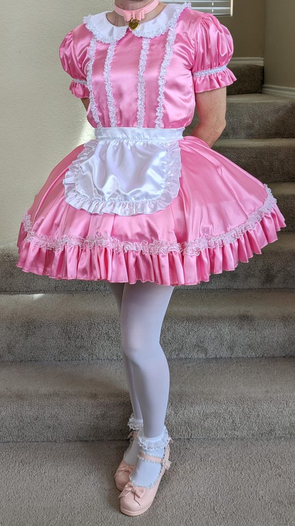 Pink maid day, sissy,maid,dress,pink,satin, Feminization,Sissy Fashion