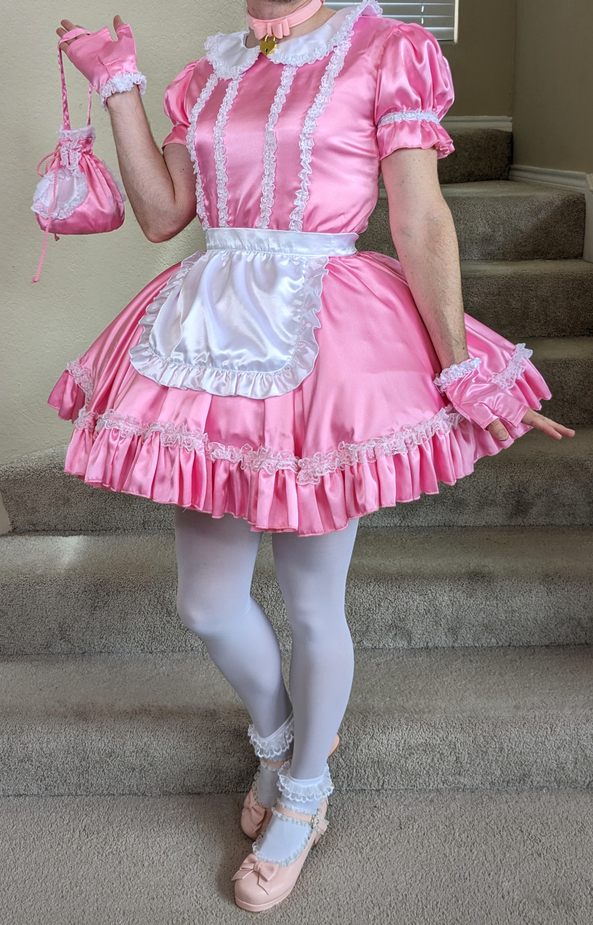 Pink maid day, sissy,maid,dress,pink,satin, Feminization,Sissy Fashion